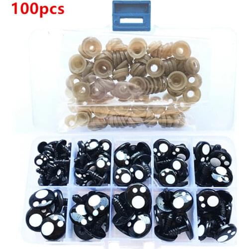 100Pcs/Boxes 8-16mm Plastic Safety Eyes DIY Craft Supplies Plush Toys Stuffed Dolls Accessories Eyeballs Eyes Decor