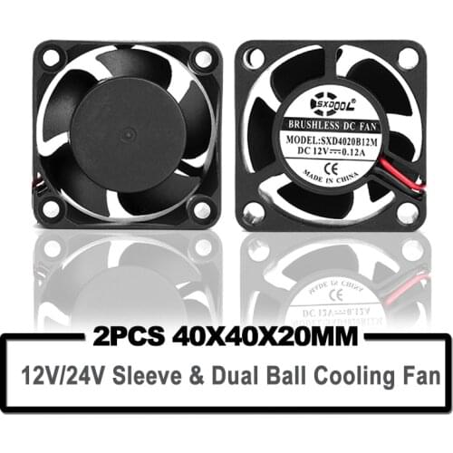 2PCS SXDOOL cooling fan 40mm 24V 12V 4020 Mini Computer Case Cooling Fan Dual Ball Bearing Sleeve Bearing 2Pin 4cm 40x40x20mm