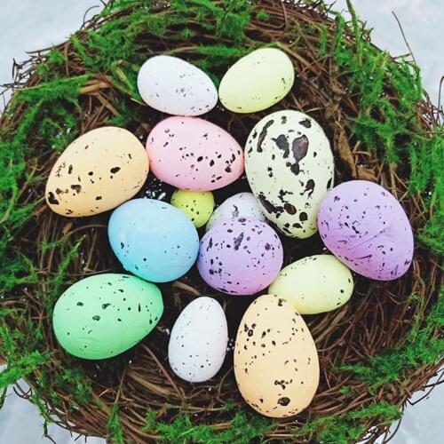 20pcs Easter Eggs Bright Color DIY Non-toxic Happy Easter Eggs Ornament DIY Crafts For Easter Party Home Decoration Supplies