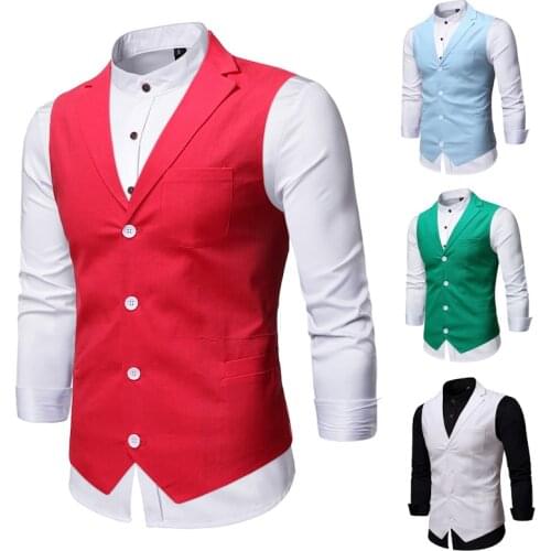 Mens Casual Suit Vest Formal Wedding Vest
