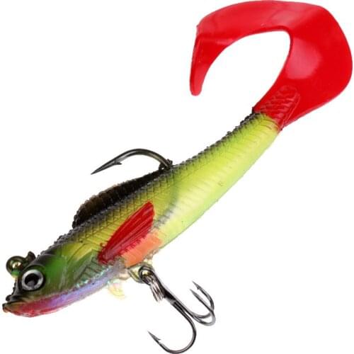 4 Pieces Lead Head Soft Fishing Lures Long Tail Hook Soft Fish Bait 9cm 9.3g