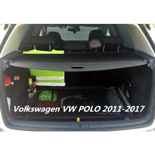 Car Rear Trunk Security Shield Cargo Cover For Volkswagen VW POLO 2010-2019 High Quali Auto Accessories Black Beige
