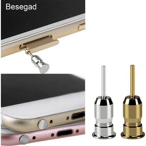 Besegad SIM Card Eject Pin& 3.5mm Earphone Jack Phone Dust Plugs for iPhone 5 6 7 8 X Plus Samsung Galaxy S8 Edge Phone Gadgets