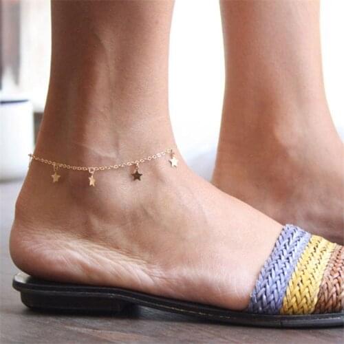 Fashion Gold Tassels Layer Star Pendant Anklet Foot Chain New Summer Beach Leg Bracelet Charm Anklets Jewelry Gift for Women