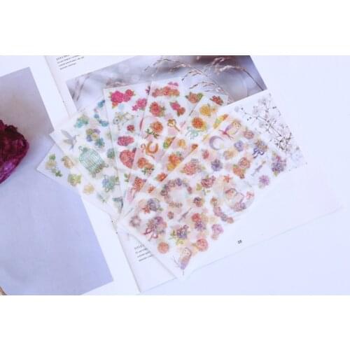 6pcs Harmonious nature decorative stickers diy decoration sticker for album scrapbooking stationery sticker gift for kids