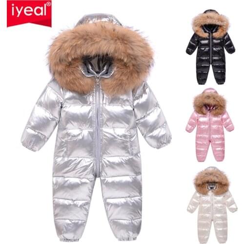 IYEAL -30 Degrees Russian Winter Waterproof Snowsuits Childrens Baby Overalls for Kids Rompers Girl Down Coats Boys Outerwear