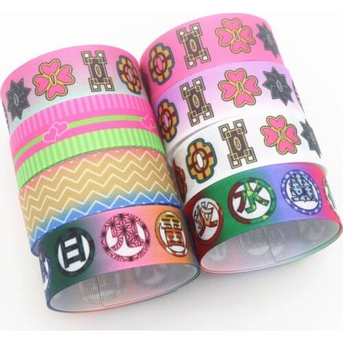 DHK 50yards Japan Cartoon Printed Grosgrain Ribbon Accessory Hairbow Headwear Decoration DIY Wholesale OEM S1385