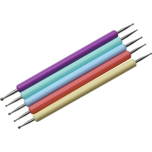 2 Way Dotting Pen Rhinestones Picker Nail Art Embossing Pen Nail Art Tools 5Pcs