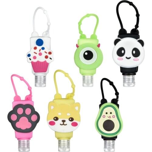 6pcs Cute Cartoon Mini 30ml Refillable Bottle Travel Silicone Bath Shower Hand Gel Holder Toner Lotion Split Bottles Containers