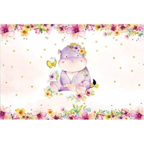 Cartoon Flowers Happy Birthday Backdrop Party Room Decor Photo Booth Studio Prop