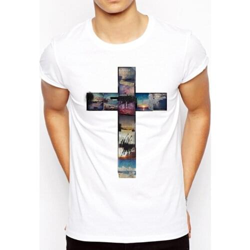 Summer The Cross Trees Man T Shirts Jesus Faith Short Sleeve Tshirts Casual Streetwear Fashion Jesus Christ Cross Men T-shirts