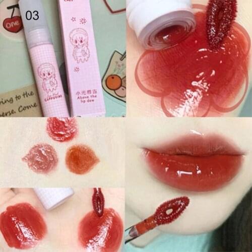 Glossy Lip Glaze with Pink Print Design Non-Sticky Lightweight Long-Lasting Moisturizing Portable for Daily Life MH88