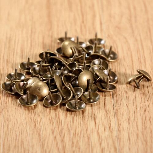 50Pcs 9MM Screw Thread Upholstery Nail Decorative Upholstery Tacks Stud Wooden Box Case sofa Furniture Nails Pushpin Doornail