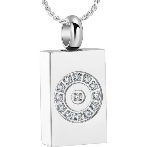 Inlaid Cubic Zircon Cremation Jewelry for Ashes Pendant Stainless Steel Urn Necklace for Ashes Memorial Keepsake Jewelry