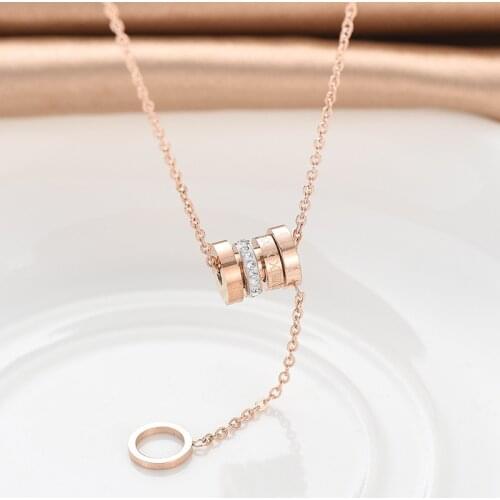Korean Fashion Crystal Metal Accessories Necklace For Women High Quality No Fade Stainless Steel Clavicle Chain Female Jewelry