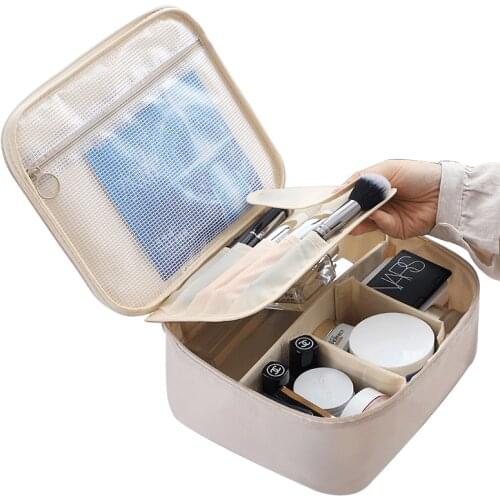 Cosmetic Bag Womens Portable Grid Storage Large Capacity Simple Travel Compartment Water Depth Portable Small Wash Storage Bag