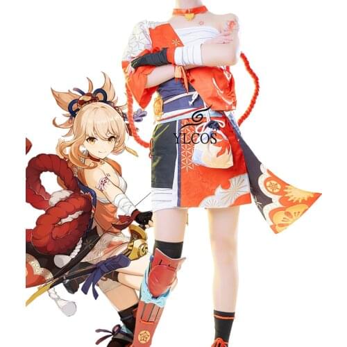 Game Genshin Impact Yoimiya Costume Cosplay Halloween Party Cute Suit For Women Girls Full Set