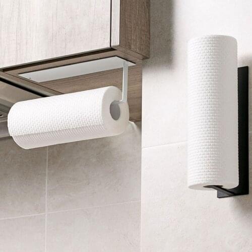 Kitchen Self-adhesive Accessories Under Cabinet Paper Roll Rack Towel Holder Tissue Hanger Storage Rack for Bathroom Toilet