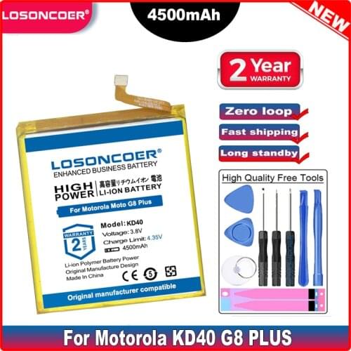 LOSONCOER KD40 4500mAh Battery For Motorola Moto G8 Plus XT2019-1 XT2019-2