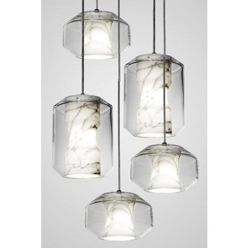 Marble Nordic LED Pendnat Lamp For Restaurant Bedroom Bedside Glass Hanging Lamps Designer Dining Pendant Light E27 AC90V - 260V