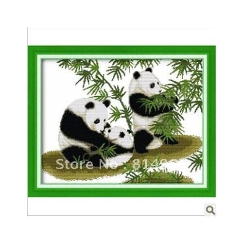 Embroidery Package 3 Pieces (1 lot=3 pieces) Top Grade Bamboo Flower Panda Animal Cross Stitch 5-15Business Days