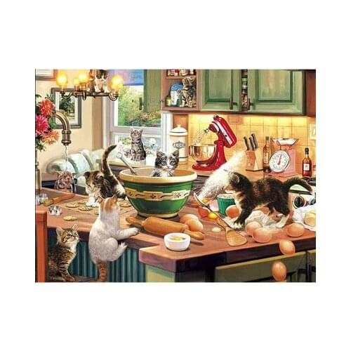14/16/18/27/28 Cat kitchen Cute Animals Art Handmade Needlework Embroidery DIY DMC Cross Stitch Kits Crafts Home decor wall