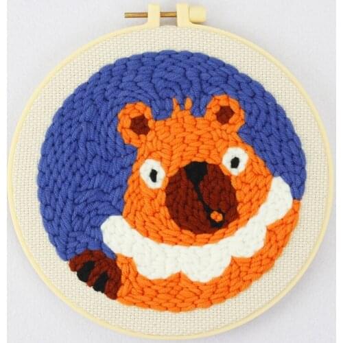 Bear Punch Needle Embroidery Kit Beginner Punch Cross Stitch Kits Easy Embroidery DIY Needlework Home Decor English Manual
