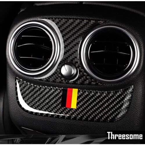 SRXTZM For Mercedes Benz C Class W205 C180 C200 GLC Sticker Carbon Fiber Car Rear Air Conditioning Outlet Panel Frame Cover Trim