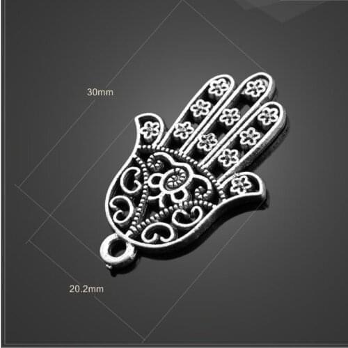 High quality 20 PCS/Lot 20.2mm*30mm alloy Jewelry Making DIY Handmade Craft Hamsa Hand Charm