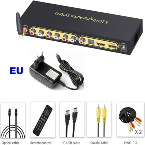 Professional 5.1 channel audio decoder USB U disk lossless music playback Bluetooth 5.0 fiber coaxial audio decoding 6 CH output