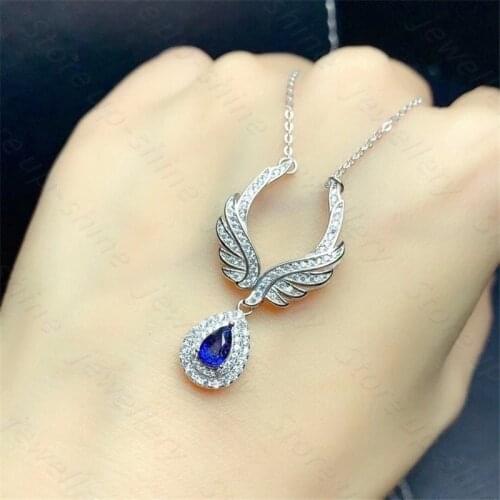 Luxury style natural sapphire necklace 925 silver womens necklace elegant atmosphere style