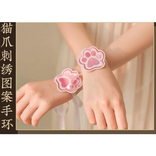 Sexy Sweet Linegrie Cute Cat Hollow Chest Transparent Underwear with Hairband Tail Temptation Set Gauze Dress Cosplay Sleepwear