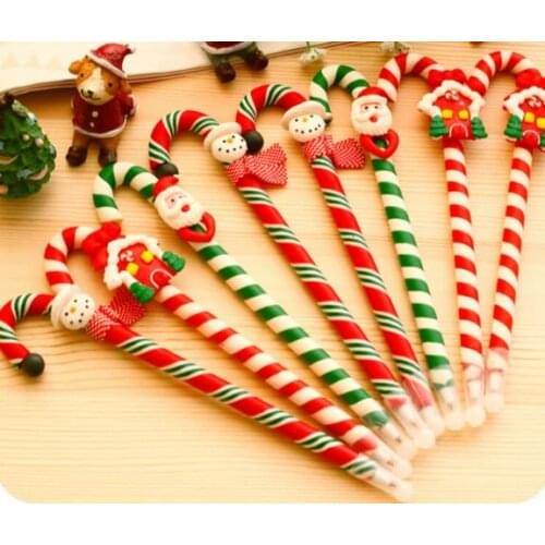 Candy Cane Pen Christmas party dolls polymer clay ballpoint pens children kids prize festive XMAS birthday back to school gift