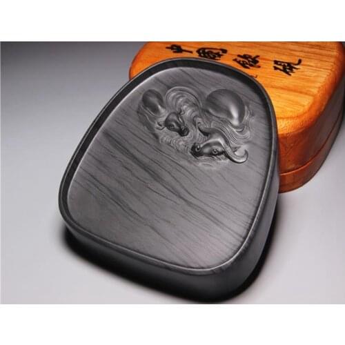 She Ink Stone Hand Carving Cow Inkstone Calligraphy Painting Tool