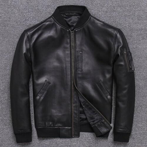 Style Pilot Japan Sheepskin Aviator Jackets Men Plus Size 5XL Natural Real Leather Bomber Jacket Stand Collar Aviation Coats New