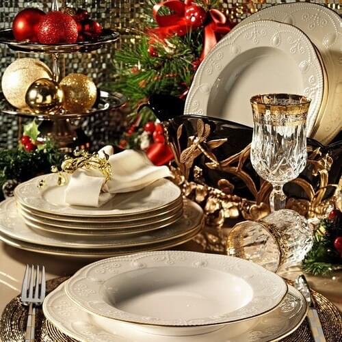 Fulya Cream Porcelain 83-Piece Dinner Set