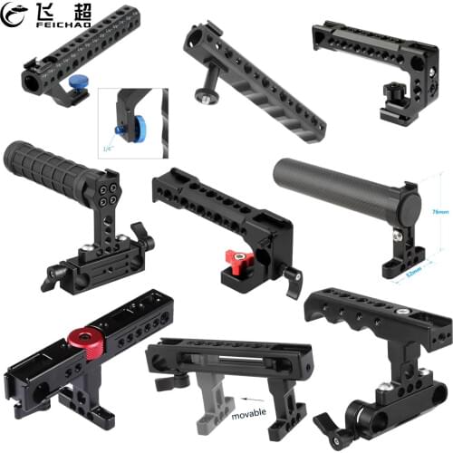 FEICHAO Top Handle Grip With Cold Shoe For Dslr Camera Cage Monitors LED Microphone Shoe Mount 1/4" 3/8" Funtional Cheese Handle