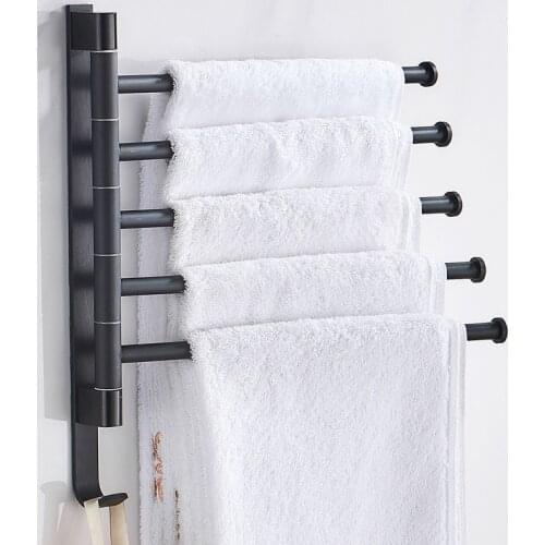 Towel Rack Wall Mounted Bathroom Rotatable Towel Holder 2/3/4/5-Bar Kitchen Shelf Towel Hanger bathroom accessories No Punch