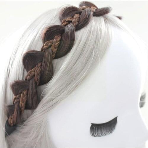 Vintage Twisted Wig Braided Hair Band Synthetic Chunky Wedding Headwear Twists Party Headband Women Decoratio For Girls Pri Y2X8