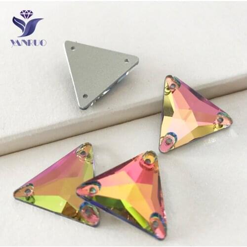 YANRUO 3270 All Sizes VM Flatback Rhinestone Sewing Garment Triangle Crystal Sew On Strass Stones For Woman Shoes