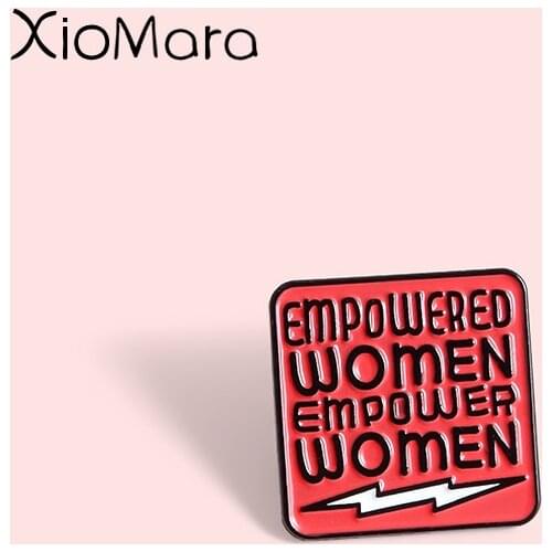 Women Power Enamel Pins Red Square Banner Feminism Feminist Jewelry Backpack Badge Brooches Lapel Pin Gift for Girls