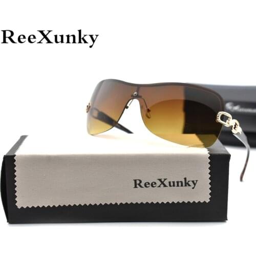 Fashion Rimless Sunglasses 2020 Oversized Sun Glasses Big Frame Shades For Women Brown Gray Gradient Eyewear zonnebril vrouwen