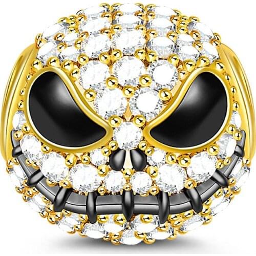 Pumpkin King Jack Skull Bangle Charm Bracelet Crystal Beads Women Gothic Jewelry Wholesale