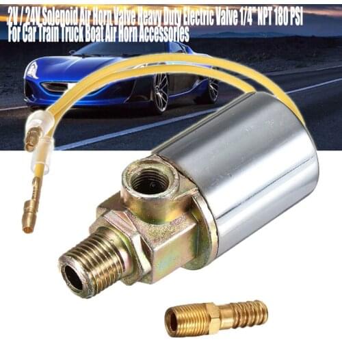 1/4inch 12V 24V 10A NEW Metal Car Train Truck Air Horn Electric Solenoid Valve Heavy Chrome