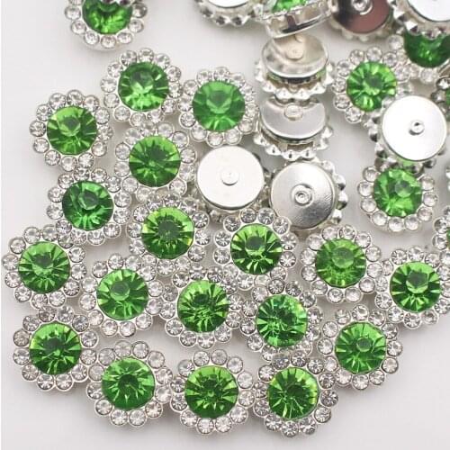 12mm/10mm Crystal AB Sunflower Rhinestones Glass With Claw Sew On Crystal Stone Strass Diamond Metal Base For Sewing Button
