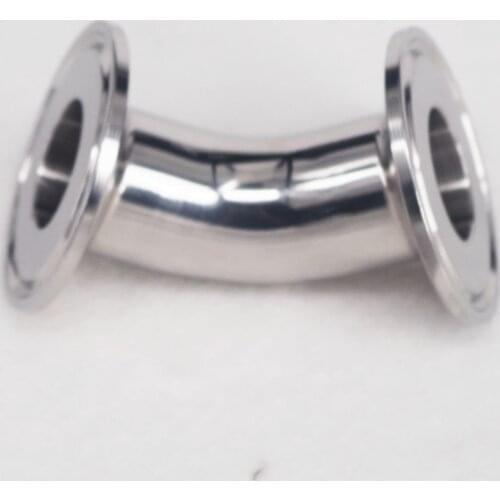 25mm O/D 304 Stainless Steel Sanitary Ferrule 45 Degree Elbow Pipe Fitting Tri Clamp