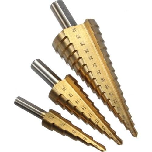 3Pcs HSS 4-12 20 32mm High Quality Steel Step Drill Bit Hole Cutter