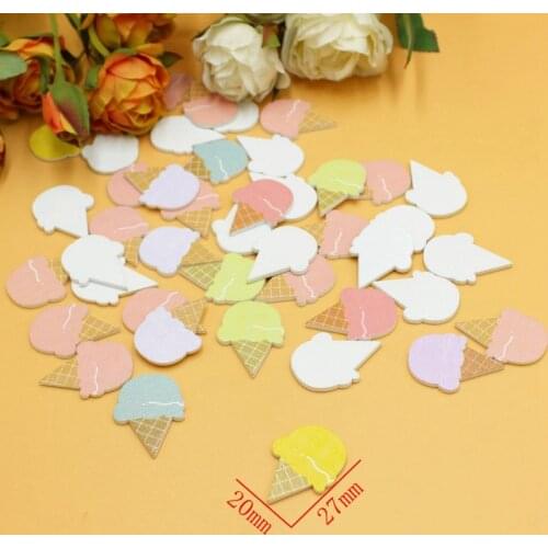 New 50pcs Mixed Ice cream shaped wood chip buttons Decorative Button no Holes Baby Shower Sewing Accessories Crafts