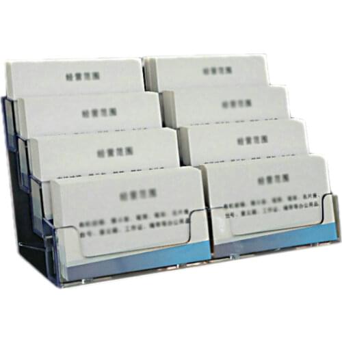 8 Pocket Business Card Holder Desktop Clear Acrylic Display Stand Tool Office School Supplies Card Organizer Holder