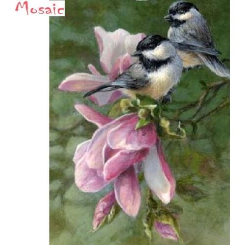 Full 5D Diy Diamond Painting Chickadee Bird Flower Wildlife resin Diamond mosaic square Rhinestone Diamond Embroidery crafts